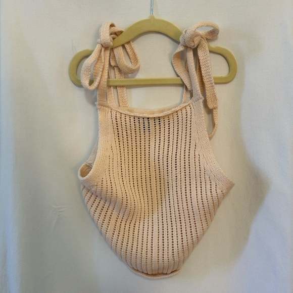 Lulus Beige Knitted Cropped Tank - Picture 1 of 9